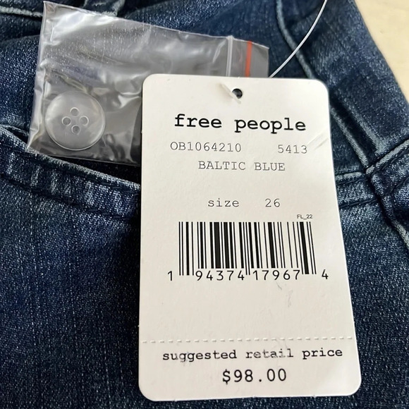 Free People Eva Lace Up Bootcut Jeans in Baltic Blue - NEW - Size 26 - Picture 7 of 10